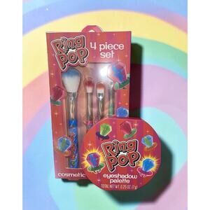 Ring Pop Eyeshadow Palette & 4pc Makeup Brush Set Cosmetic Beauty Bundle NEW